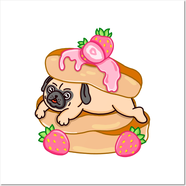 Pug Loves Pancakes Wall Art by Kimprut